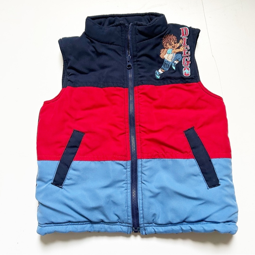 Vintage 2007 Nick JR. Go Diego Go Blue & Red Striped Vest Size 3x Fall Winter